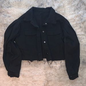 Shein Raw Hem Cropped Jean Jacket